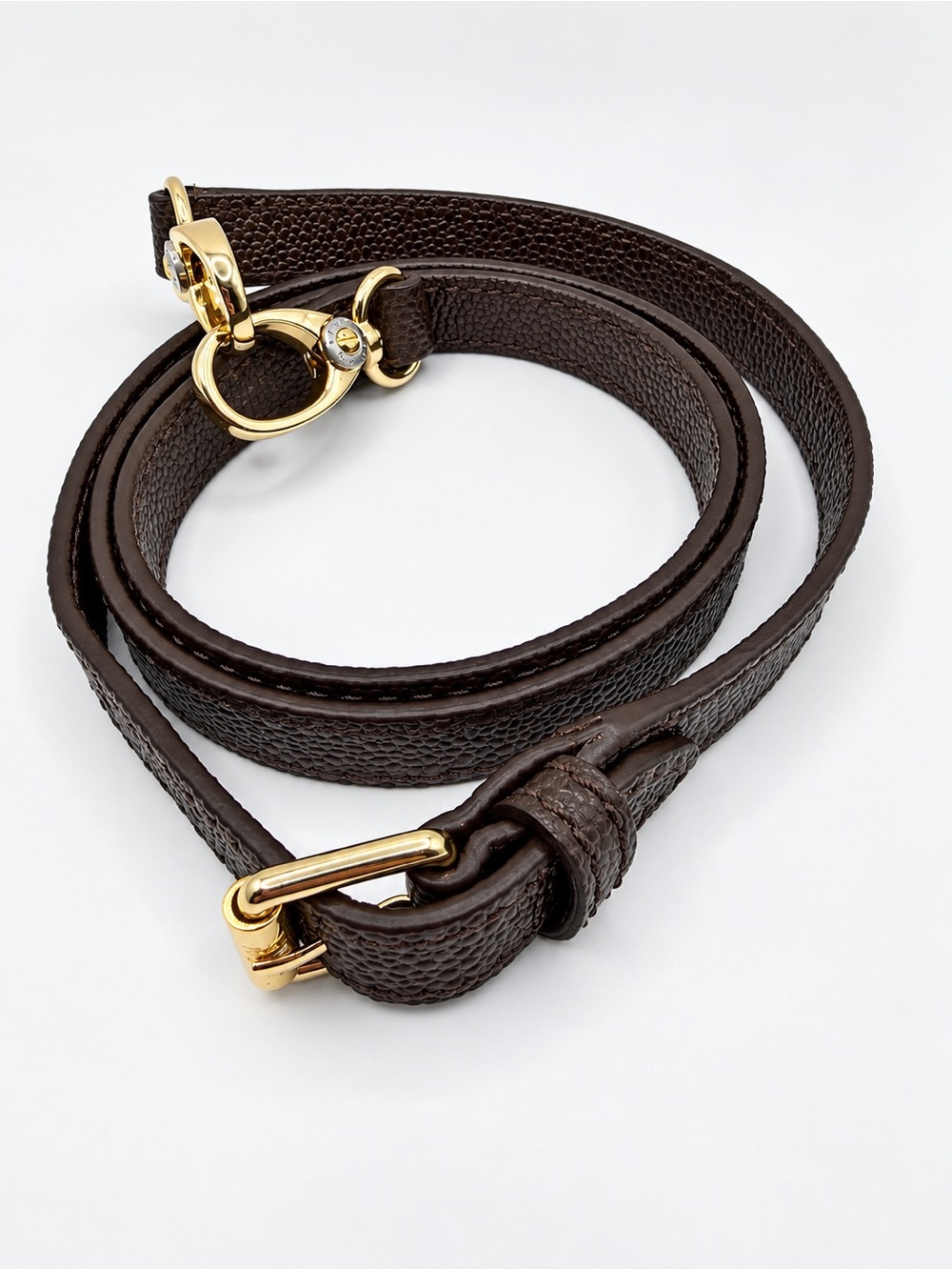 Henri Bendel Purse Strap Crossbody Brown Leather Adjustable 36"-50" Gold HW Logo